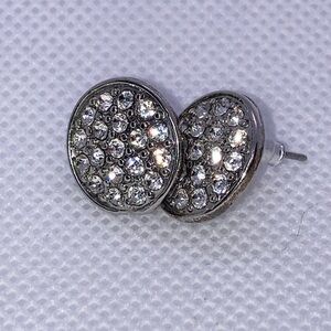 Pave style "diamond" & silver 1/2 inch studs